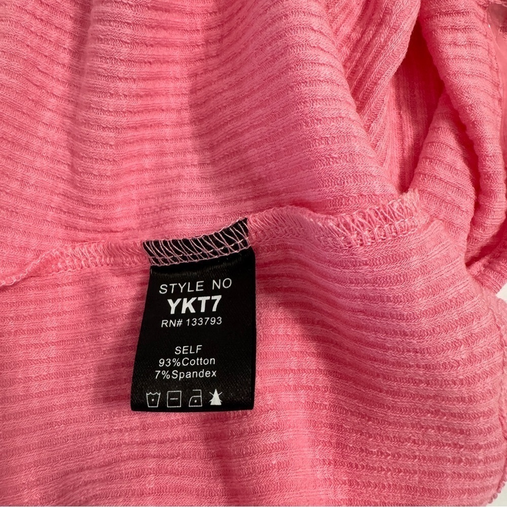 POL Pink Ribbed Tie Front Cropped Tank Top | Size M | NWOT - Picture 6 of 7